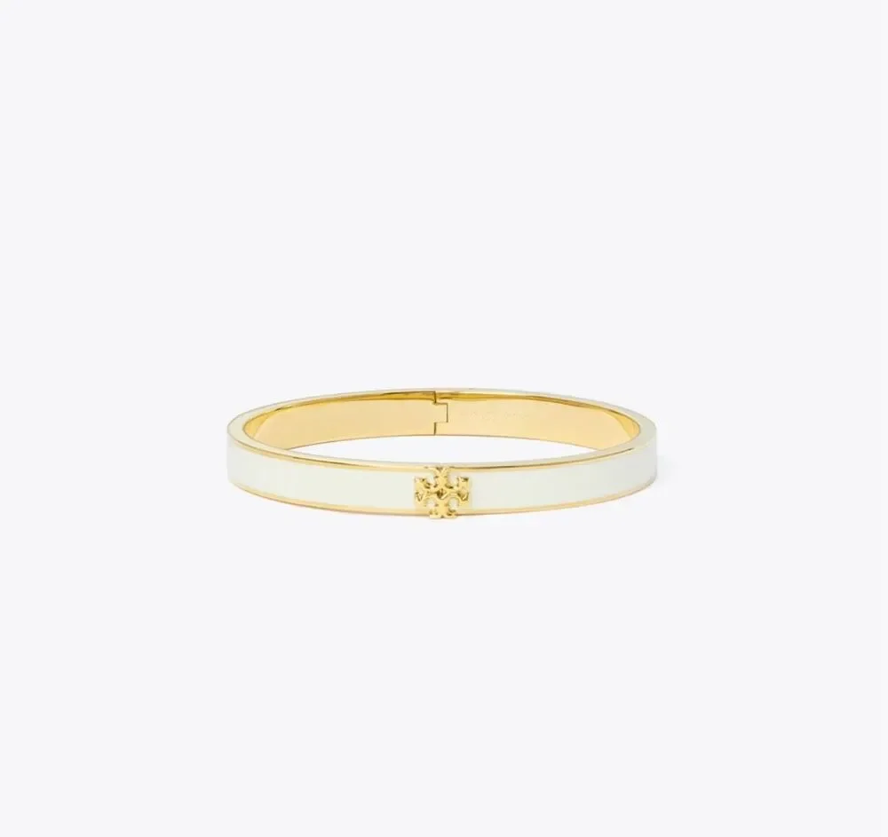 $150 Tory Burch slim leather inlay cuff white size medium